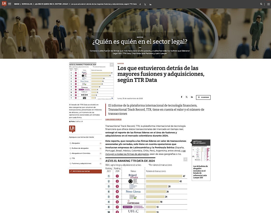 Los que estuvieron detrs de las mayores fusiones y adquisiciones, segn TTR Data